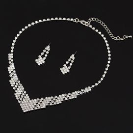 EKO035 Komplet naszyjnik kolczyki srebrny CYRKONIE kryształki 
