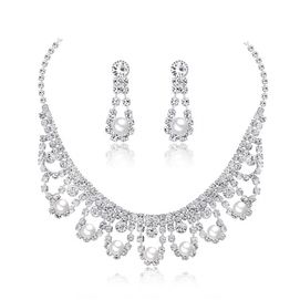 EKO036 Komplet naszyjnik kolczyki srebrny CYRKONIE perełki