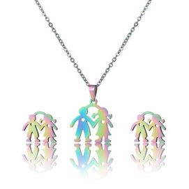 AKO080 Komplet naszyjnik i kolczyki stal chirurgiczna ZAKOCHANA PARA