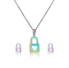 AKO086 Komplet naszyjnik i kolczyki stal chirurgiczna KŁÓDKA 