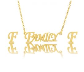 AKO092 Komplet naszyjnik i kolczyki stal chirurgiczna FAMILY