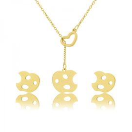 AKO096 Komplet naszyjnik i kolczyki stal chirurgiczna JABŁKO