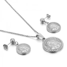 AKO102b Komplet naszyjnik i kolczyki stal chirurgiczna MATKA BOSKA