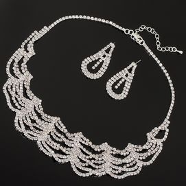 EKO042b Komplet naszyjnik kolczyki srebrny CYRKONIE kryształki 