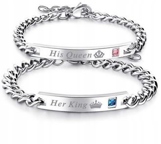 GB011 Bransoletki dla pary QUEEN & KING 2 szt