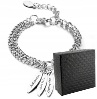 TB053 Bransoletka z GRAWEREM wykonana z najwyższej jakościowo STALI CHIRURGICZNEJ