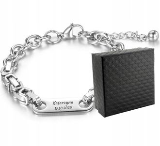 TB055 Bransoletka łańcuch z GRAWEREM wykonana z najwyższej jakościowo STALI CHIRURGICZNEJ