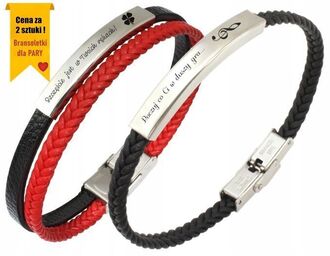 RB017c Bransoletki dla PAR z grawerem PLECIONE PASKI kolory