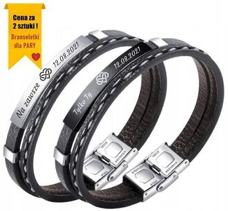 RB018 Bransoletki dla PAR z grawerem BIAŁE PRZESZYCIA