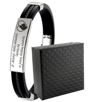 LB010a Bransoletka kauczukowa z grawerem CZARNY pasek