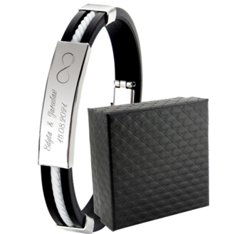 LB010b Bransoletka kauczukowa z grawerem BIAŁY pasek