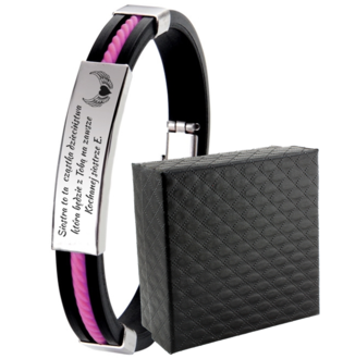 LB010c Bransoletka kauczukowa z grawerem RÓŻOWY pasek