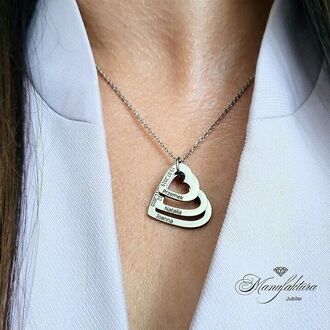 LN016e Naszyjnik ze stali chirurgicznej z grawerem TRZY SERCA