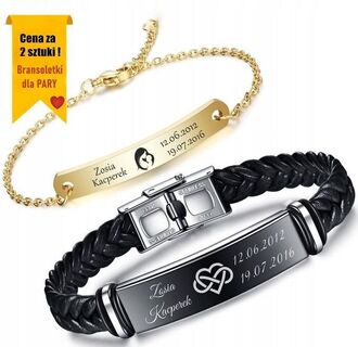 RB027b Bransoletki ze stali chirurgicznej dla PAR z grawerem PLECIONY pasek