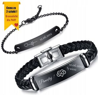 RB027c Bransoletki ze stali chirurgicznej dla PAR z grawerem PLECIONY pasek