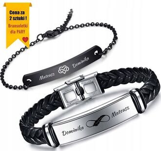 RB027i Bransoletki ze stali chirurgicznej dla PAR z grawerem PLECIONY pasek