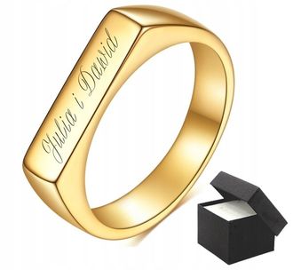 LP012a Pierścionek ze stali chirurgicznej z GRAWEREM rozmiar US 9