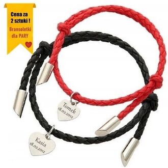 RB028 MINIMALISTYCZNE bransoletki dla PAR z grawerem SERCA kolory