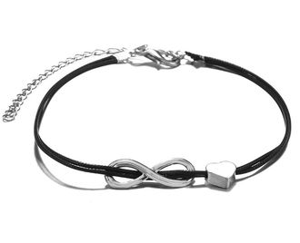 DB030b Bransoletka znak NIESKOŃCZONOŚCI z SERDUSZKIEM