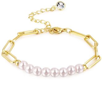 DB034 Bransoletka INFINITY PERŁY gold