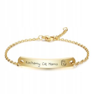 LB037a Bransoletka ze stali CHIRURGICZNEJ z grawerem złota