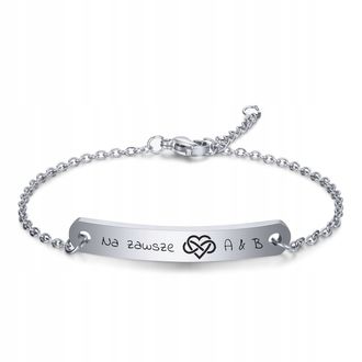 LB037b Bransoletka ze stali CHIRURGICZNEJ z grawerem srebrna