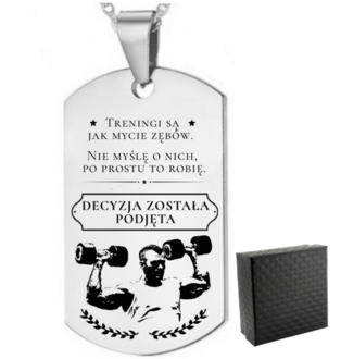 TN038a Naszyjnik nieśmiertelnik ze stali chirurgicznej dla SPORTOWCA z grawerem 
