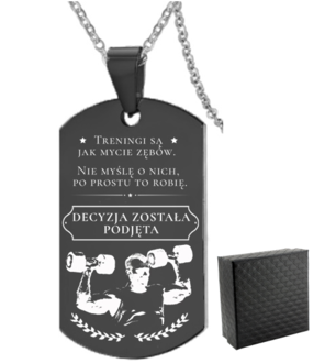 TN038c Naszyjnik nieśmiertelnik ze stali chirurgicznej dla SPORTOWCA z grawerem 
