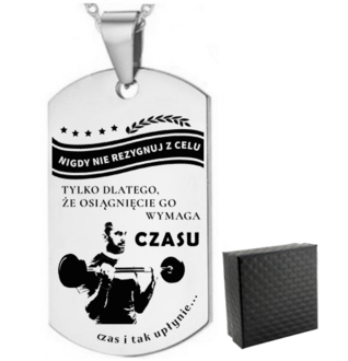 TN039a Naszyjnik nieśmiertelnik ze stali chirurgicznej dla SPORTOWCA z grawerem 
