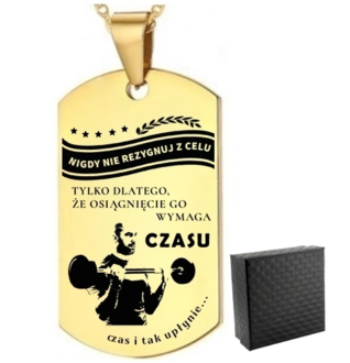 TN039b Naszyjnik nieśmiertelnik ze stali chirurgicznej dla SPORTOWCA z grawerem 
