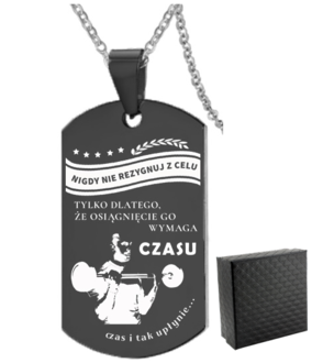 TN039c Naszyjnik nieśmiertelnik ze stali chirurgicznej dla SPORTOWCA z grawerem 