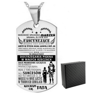 TN042a Naszyjnik nieśmiertelnik ze stali chirurgicznej dla SYNA z grawerem 