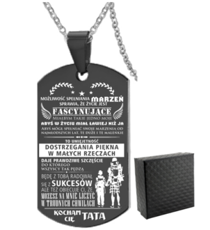 TN042c Naszyjnik nieśmiertelnik ze stali chirurgicznej dla SYNA z grawerem 