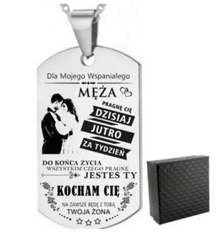 TN044a Naszyjnik nieśmiertelnik ze stali chirurgicznej dla CHŁOPAKA z grawerem 