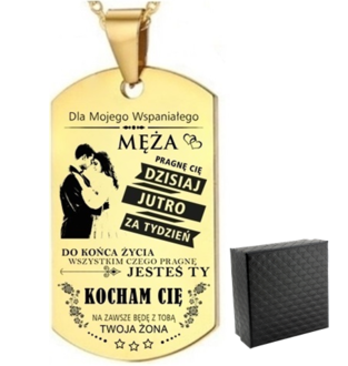 TN044b Naszyjnik nieśmiertelnik ze stali chirurgicznej dla CHŁOPAKA z grawerem 