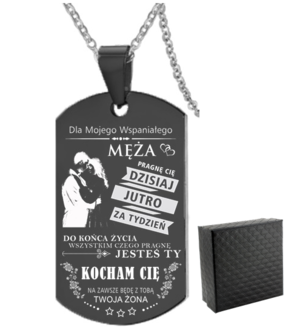 TN044c Naszyjnik nieśmiertelnik ze stali chirurgicznej dla CHŁOPAKA z grawerem 