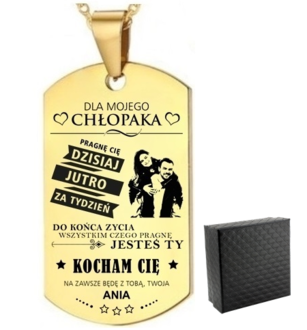 TN045b Naszyjnik nieśmiertelnik ze stali chirurgicznej dla CHŁOPAKA z grawerem 