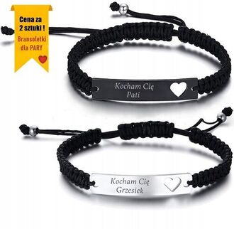 RB033 Bransoletki personalizowane dla PARY z grawerem serce