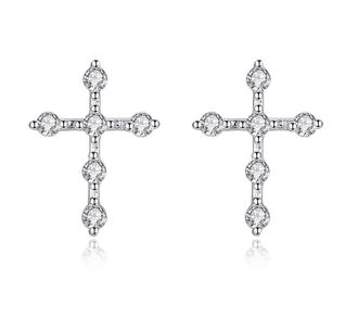 BK018b Kolczyki KRZYŻ srebro pr. 925