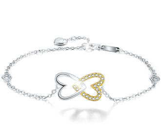 BB064b Bransoletka POKREWNE DUSZE srebro pr. 925 pozałacane zdobienia