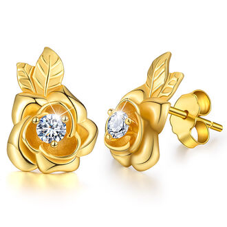 BK044 Kolczyki FLOWERS srebro pr. 925 GOLD