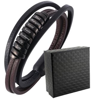 TB090 Niepowtarzalna bransoletka skórzana z dziewięcioma miejscami na grawer 