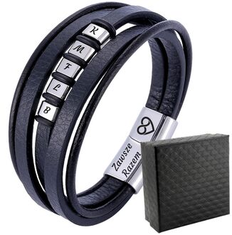 TB094 Elegancka bransoletka skórzana z siedmioma miejscami na grawer 