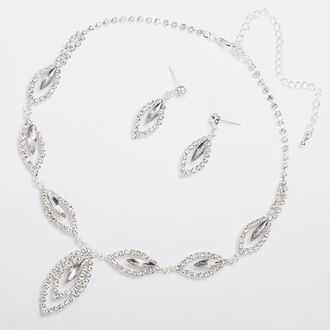 EKO027a Komplet naszyjnik kolczyki srebrny CYRKONIE kryształki 