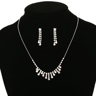 EKO049 Komplet naszyjnik kolczyki srebrny CYRKONIE kryształki 
