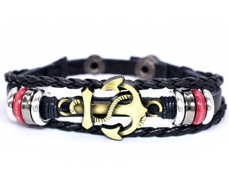 UB260 Bransoletka skórzana KOTWICA