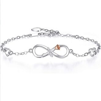 BB080 Bransoletka INFINITY z różą srebro pr. 925