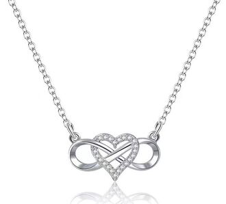 BN127a Naszyjnik SERDUSZKO z nieskończonością srebro pr. 925