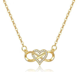 BN127b Naszyjnik SERDUSZKO z nieskończonością srebro pr. 925 pozłacany