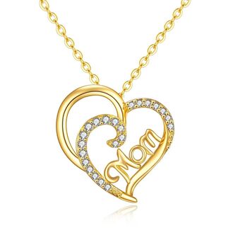 BN128 Naszyjnik SERDUSZKO dla MAMY srebro pr. 925 pozłacany